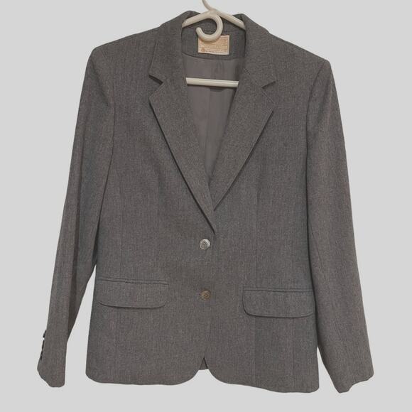 Pendleton Blazer Women Size 10 Gray Virgin Wool Fully Lined Front Button Career - Picture 1 of 8